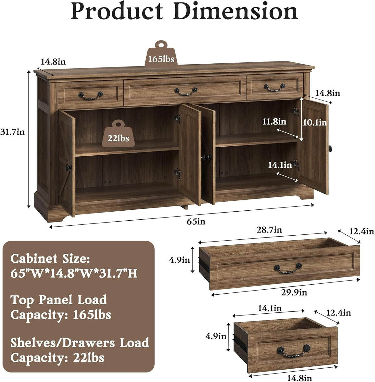 Walnut Farmhouse Sideboard