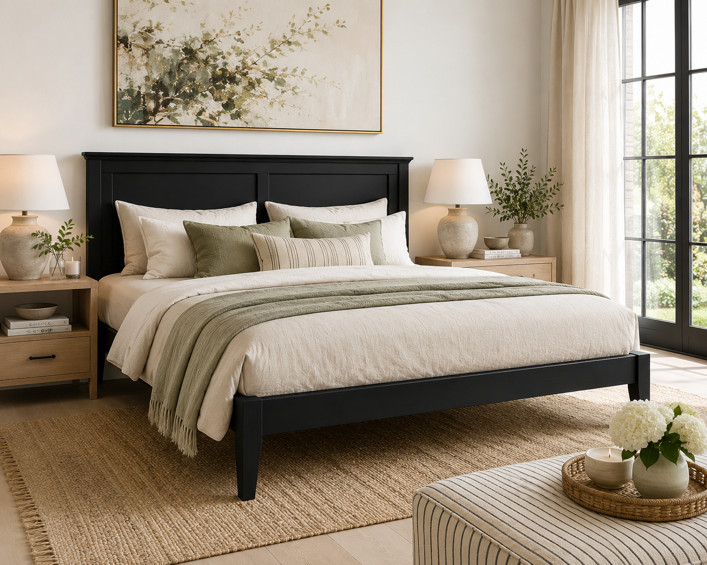 King Solid Oak Platform Bed