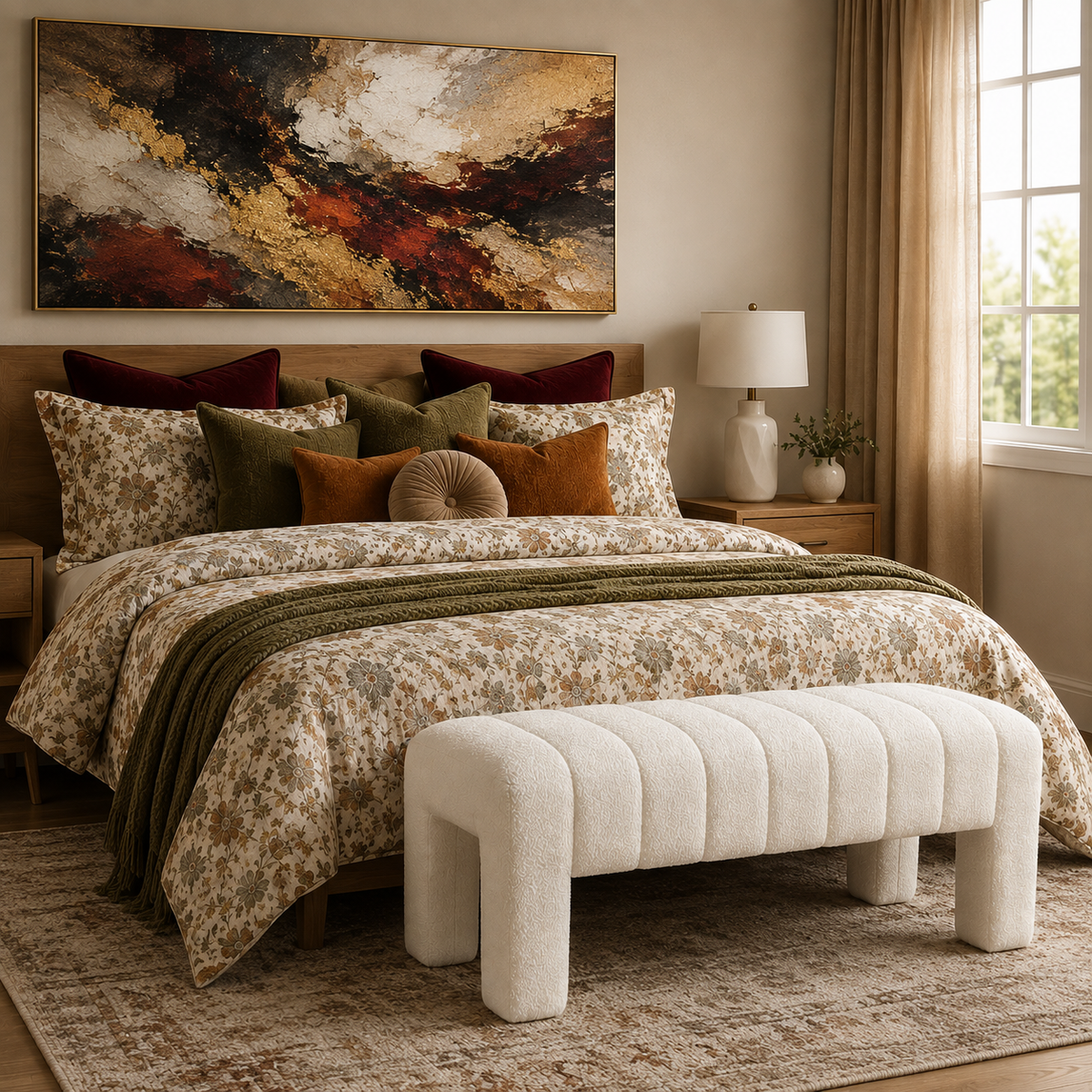Upholstered Bouclé Accent Bench