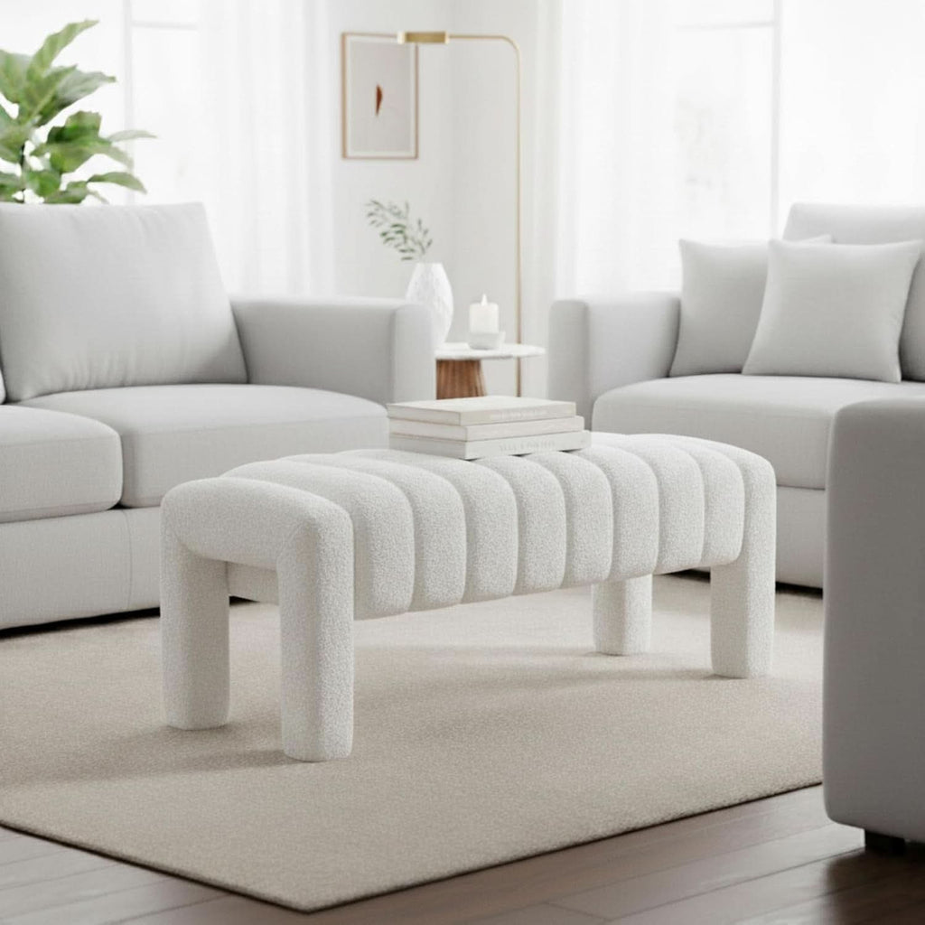 Upholstered Bouclé Accent Bench