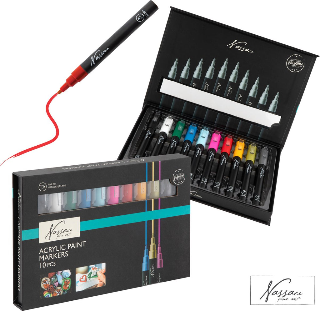 Nassau Acrylic Marker Set – 10 Bright Colors