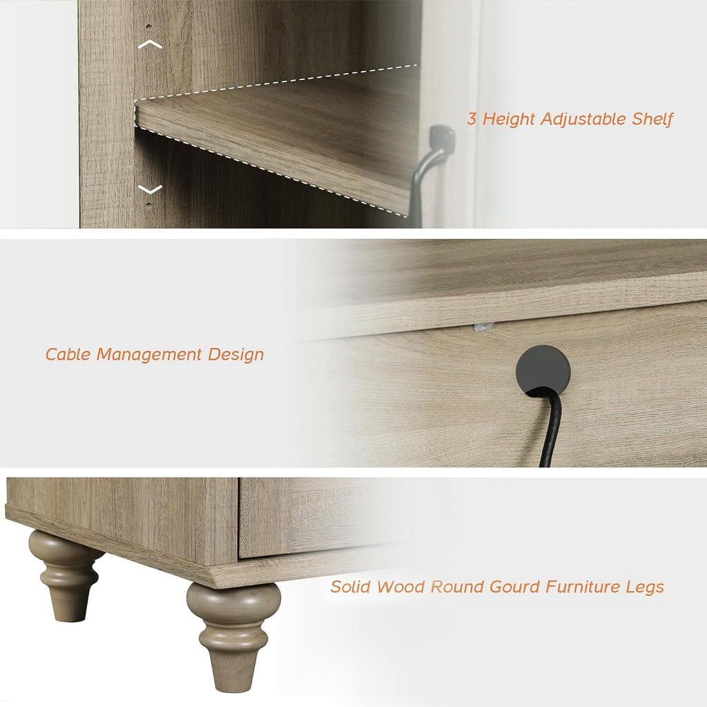 Washed Gray Buffet Cabinet Seventy Inches Storages