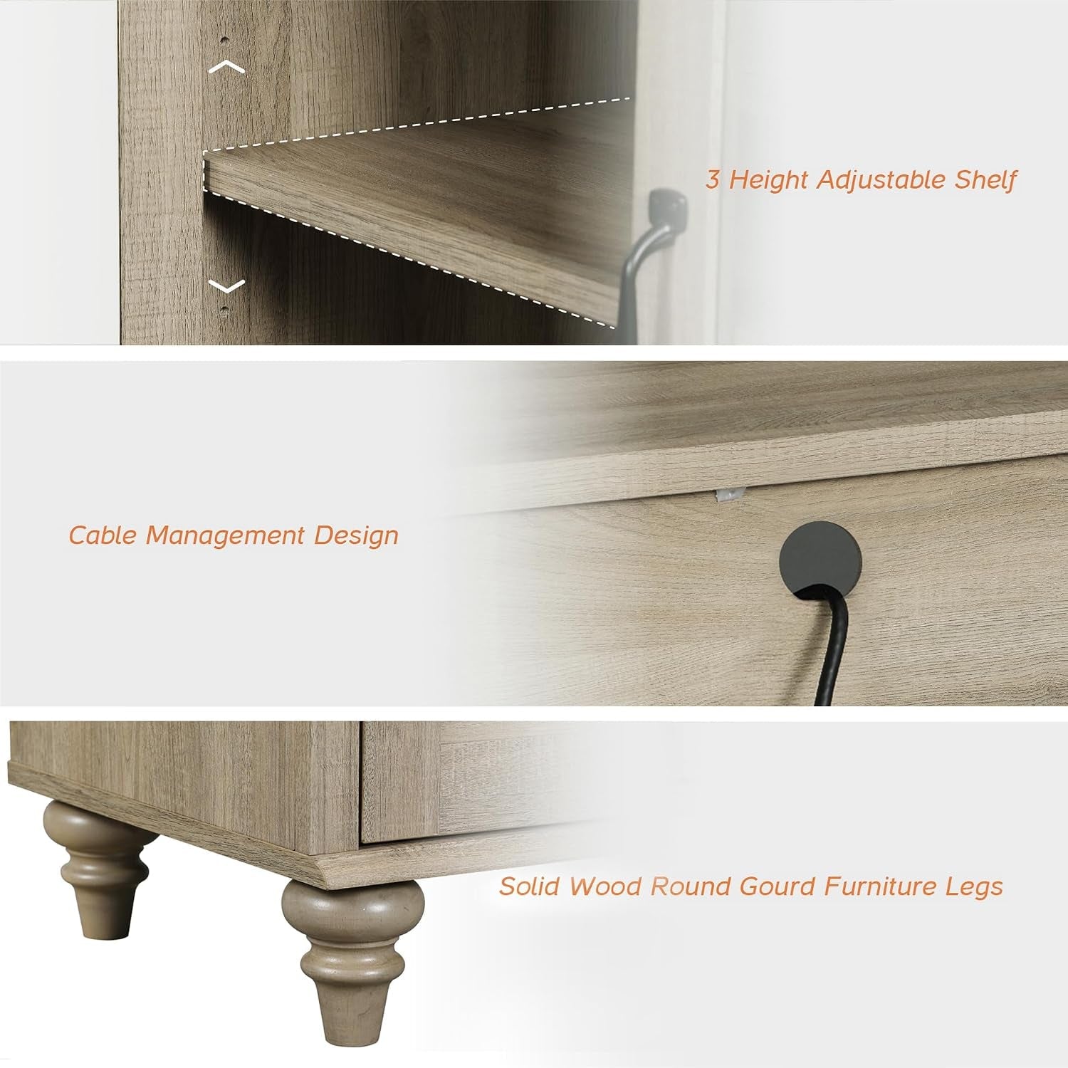 Washed Gray Buffet Cabinet Seventy Inches Storages