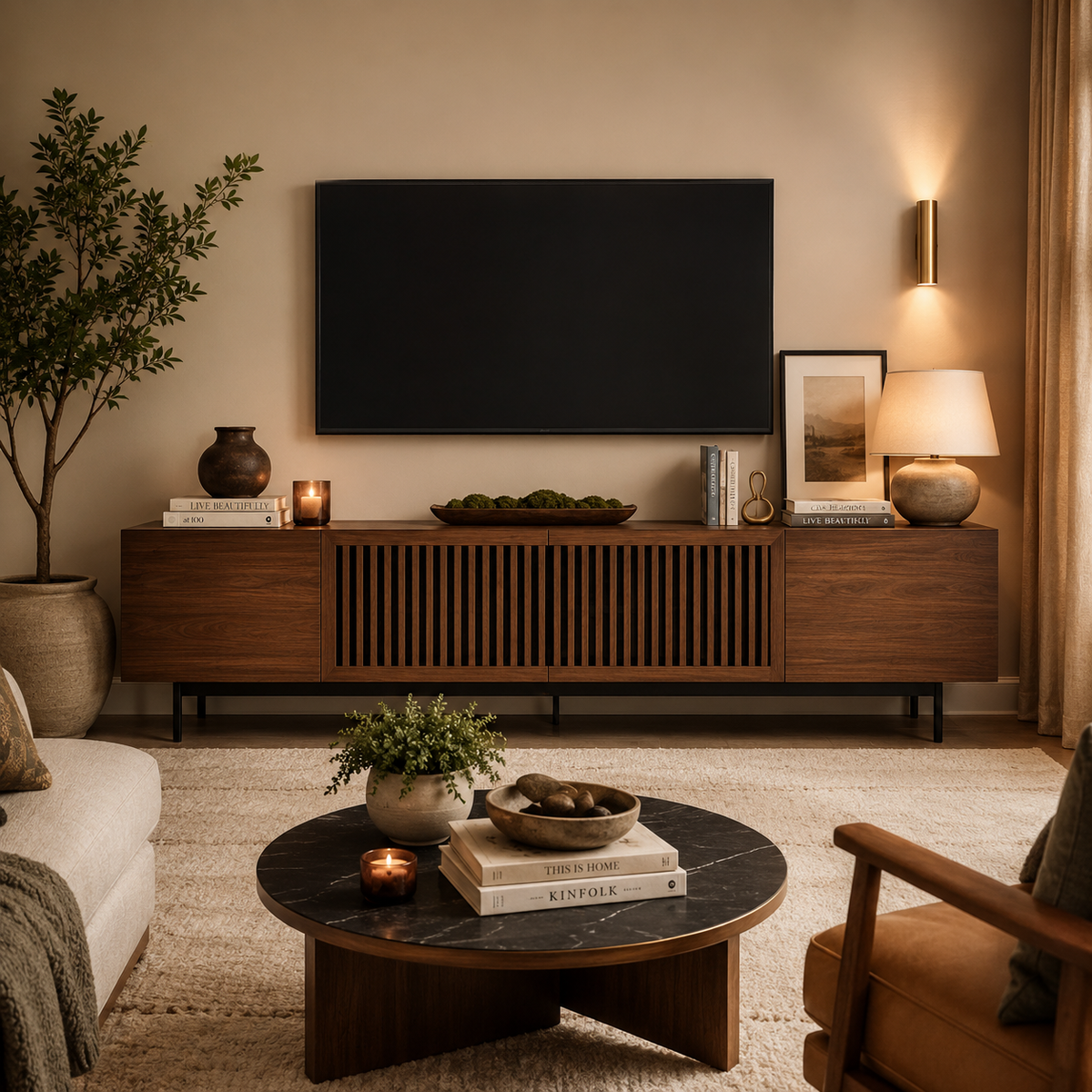 Solid Wood Walnut Media Console