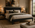 King Solid Oak Platform Bed
