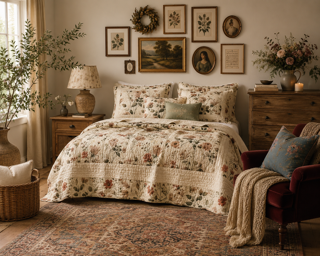 Meadow Rose Cottage Quilt Set