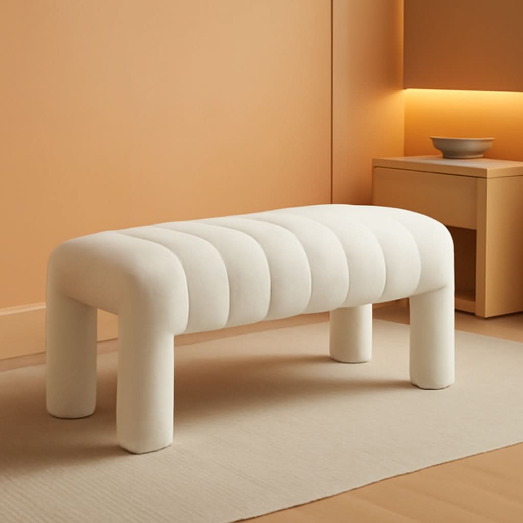 Upholstered Bouclé Accent Bench